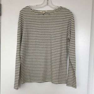 Nili Lotan Arlette LS Shirt Size S, Cream w/ black stripe